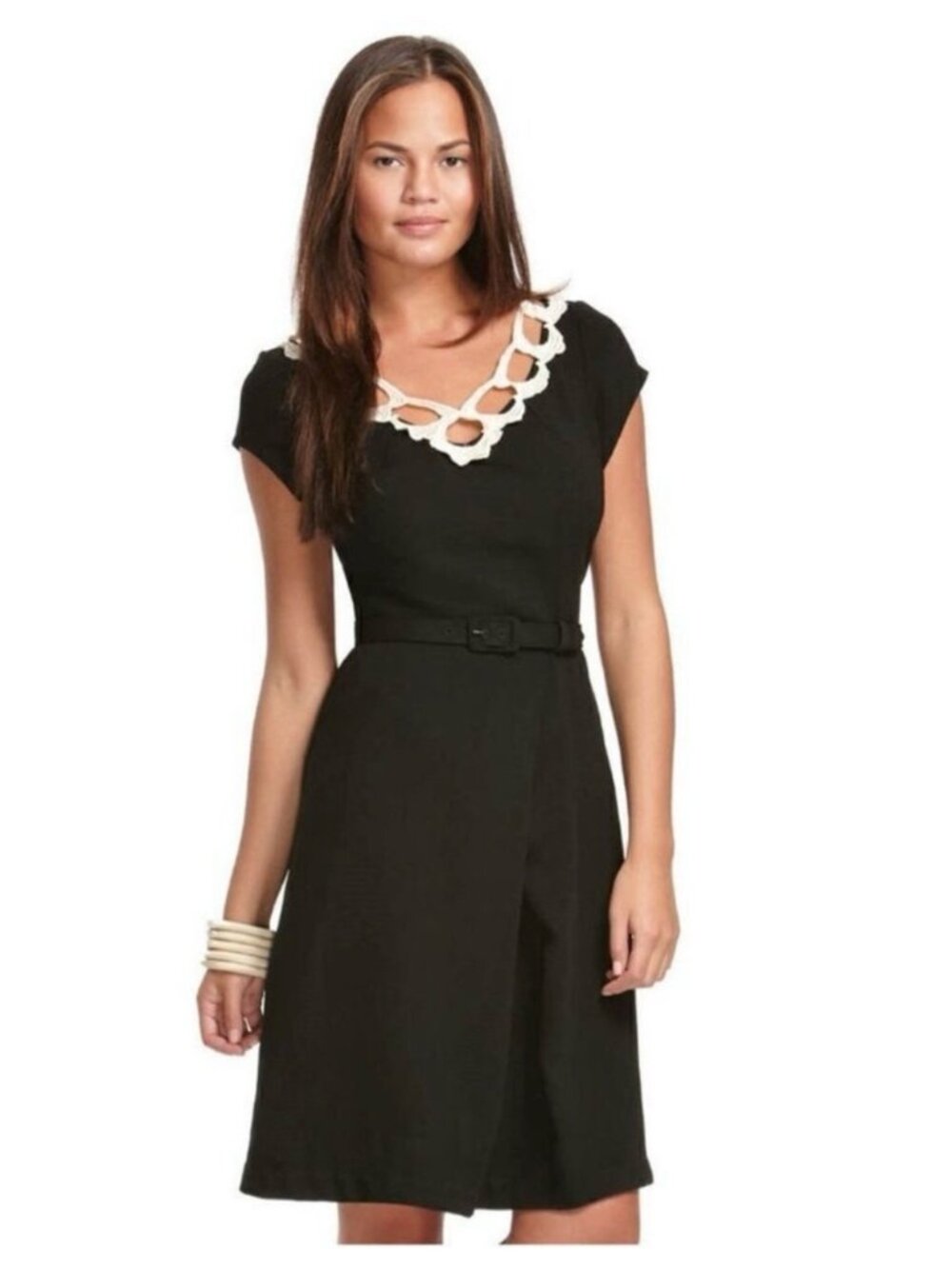 Libertine for Target black retro wool crepe dress lace collar whimsigoth 9 VGUC